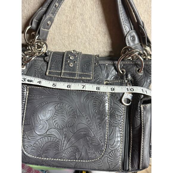 Montana West Floral Embroidered Silver Studded Boho Western Handbag Purse - Picture 13 of 13